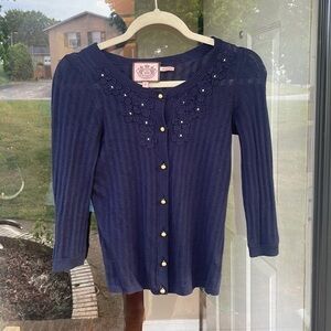 Juicy couture navy cardigan with gold buttons size small